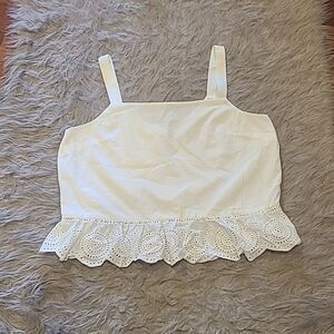 Jcrew womens white cotton polyester lace tank top size 12